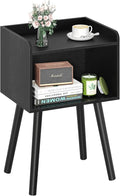 Yoobure Mid Century Modern Nightstand for Small Spaces - Small Side Table with Storage Shelf, Wood End Table Night Stand, Vintage End Tables Living Room, Minimalist Side Tables for Bedroom Dorm Office