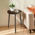 Walnut Side Table, Round End Table, Solid Rubberwood Small Accent Table, Drink Table with 3 Legs for Living Room, Bedroom, Balcony, and Small Spaces
