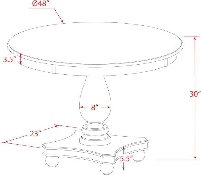 East West Furniture F2EL7-718 7 Piece Dining Table Set Consist of a Round Kitchen Table with Pedestal and 6 Brown Linen Linen Fabric Parson Dining Room Chairs, 48x48 Inch, Distressed Jacobean