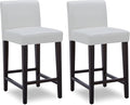 CHITA Counter Height Bar Stools Set of 2, 25" H Seat Height Upholstered Barstools, PU Leather in White