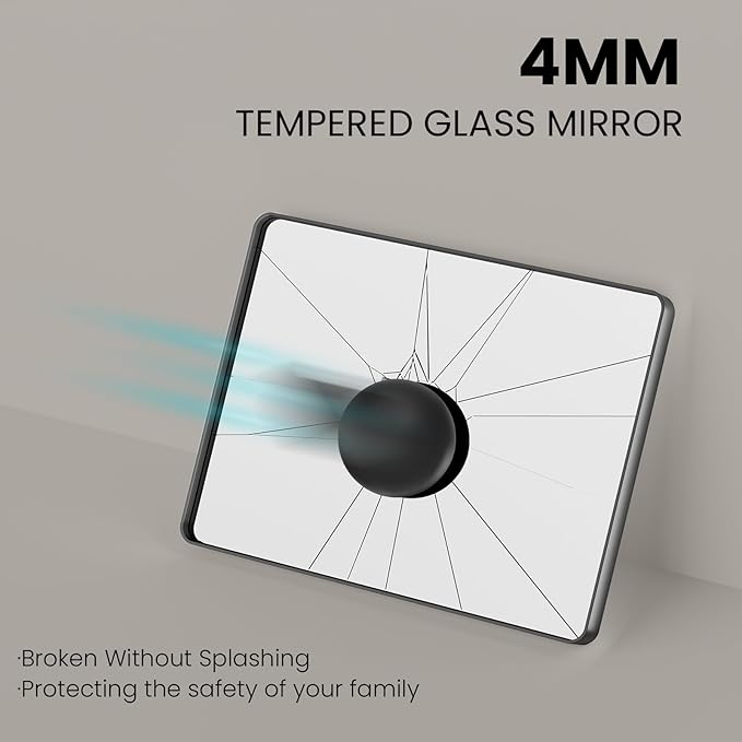 Black Bathroom Mirror 72X40 Inch, Black Metal Framed Mirror for Wall, Rounded Rectangle Matte Bathroom Vanity Mirror with Tempered Glass, Anti-Rust, Horizontal/Vertical
