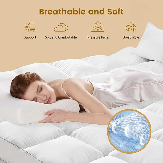 Decroom 5 Inch Memory Foam Mattress Topper Queen Size, Filled with Breathable Memory Foam Pillow Topper, Soft Fluffy Supportive Bed Mattress Pad for Back Pain Relief, 80x60x5 Inch
