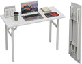 TEMI Small Computer Desk Folding Table - 43.3" Foldable Office Desk, No Assembly, Perfect for Small Spaces in Bedroom, Dorm, or Apartment, Portable Mini Desk or Study Table with Compact Design, White