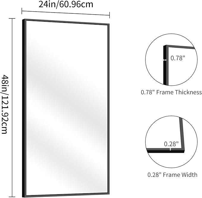 YIROMAN Bathroom Mirror 48"x24", Large Brushed Gold Bathroom Mirror for Over Sink with Aluminum Frame, Rectangular Vanity Mirror with Right Angle, Wall Mirror Hangs Horizontal or Vertical
