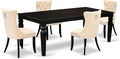 East West Furniture LGDA5-BLK-32 5 Piece Dining Set Contains a Rectangle Wooden Table with Butterfly Leaf and 4 Polyester Fabric Upholstered Chairs, 42x84 Inch, Black
