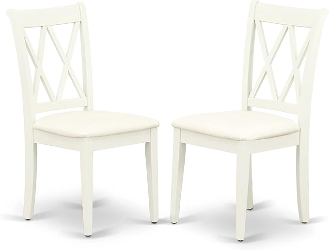 East West Furniture HBCL3-LWH-C 3 Piece Dining Table Set for Small Spaces Contains a Round Dining Room Table with Pedestal and 2 Linen Fabric Upholstered Chairs, 42x42 Inch, Linen White