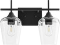 VONLUCE Bathroom Vanity Light, 2 Light Bathroom Light Fixture Over Mirror, Bathroom Wall Lamp with Clear Glass, Modern Black Vanity Lighting fixtures for Bathroom, Bedroom, Hallway