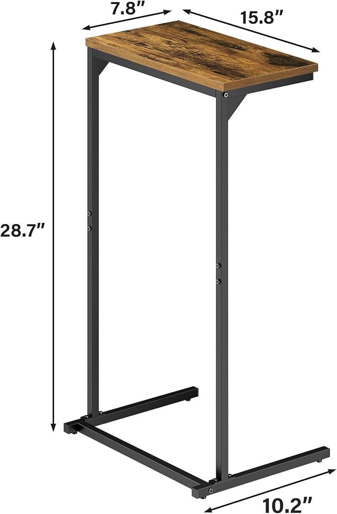 TUTOTAK C Shaped End Table, Tv Tray, Small Side Table, Set of 2, 28.7 inch Tall Couch Table, Tray Table, Sofa Table, Living Room, Bed Room, Brown TB01BB0712
