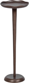 Kate and Laurel Alessia Modern Decorative Metal Drink Table, 8 x 8 x 22, Bronze, Round Cast Aluminum Pedestal Plant Stand with Rough Texture and Deckled Edge
