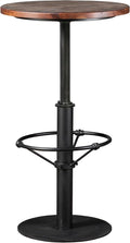 LOKKHAN 42" Tall Rustic Industrial Bar Table-19.68" Dia Round Wooden Top Metal Bar Height Adjustable Standing Pub Table-Dining Room Bistro Table-Cocktail Table