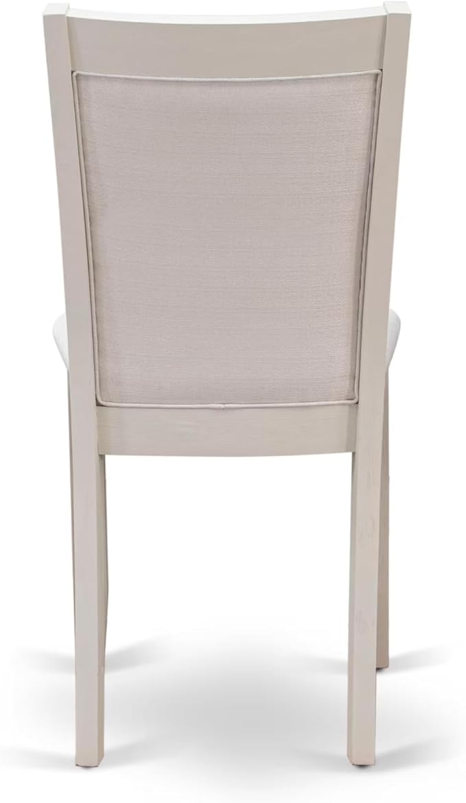 East West Furniture V077MZ001-9 9 Piece Modern Dining Table Set Includes a Rectangle Wooden Table with V-Legs and 8 Cream Linen Fabric Parson Dining Chairs, 40x72 Inch, Multi-Color
