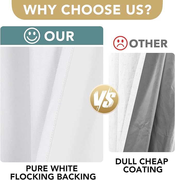 H.VERSAILTEX 100% Blackout Curtains for Bedroom Thermal Insulated Linen Textured Curtains Heat and Full Light Blocking Drapes Living Room Curtains 2 Panel Sets, 52x72 - Inch, Pure White