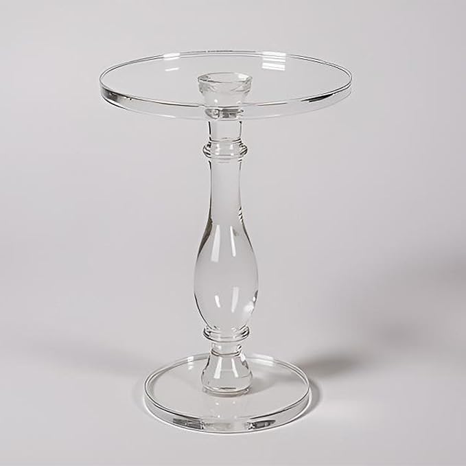 LIKENOW Acrylic End Table,Acrylic Side Table,Modern Nightstand with Clear Small Round Top and Solid Post for Living Room,Bedroom and Lobby 15.7x15.7x19.5 High inches