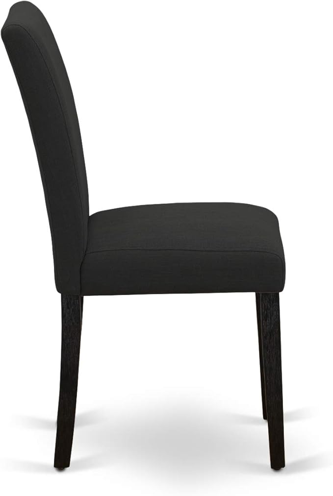 East West Furniture X677AB624-7 7 Piece Dining Set Consist of a Rectangle Dining Room Table with X-Legs and 6 Black Color Linen Fabric Upholstered Chairs, 40x72 Inch, Multi-Color
