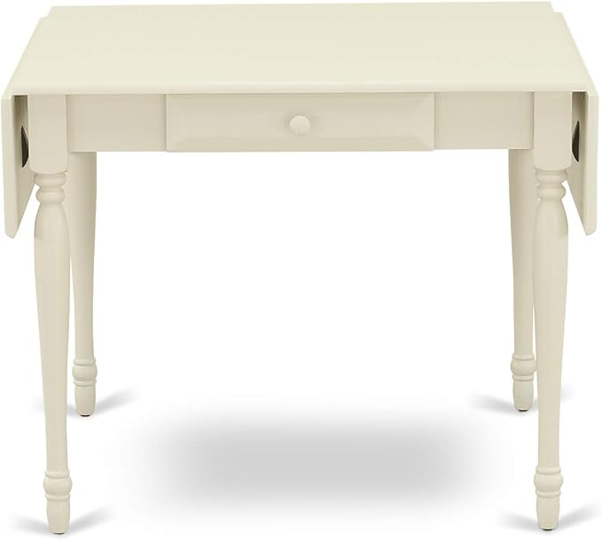 East West Furniture MZBA3-LWH-01 3 Piece Dining Room Table Set Contains a Rectangle Kitchen Table with Dropleaf and 2 Cream Linen Fabric Parson Dining Chairs, 36x54 Inch, Linen White
