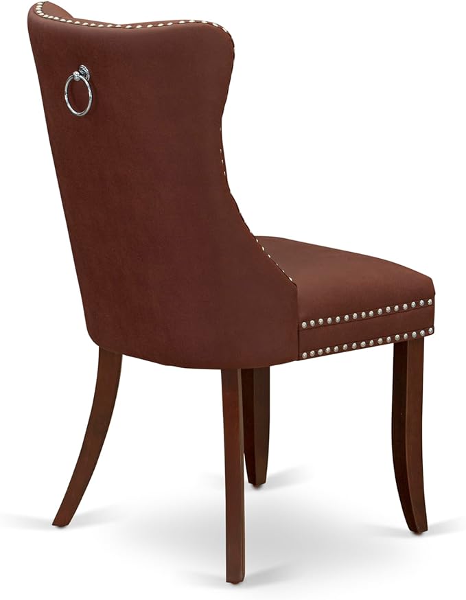 East West Furniture DODA7-MAH-26 7 Piece Dining Room Set Consists of a Rectangle Wooden Table with Butterfly Leaf and 6 Polyester Fabric Upholstered Chairs, 42x78 Inch, Mahogany