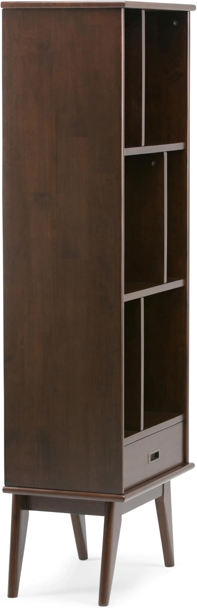 SIMPLIHOME Draper 22 inch Mid-Century Modern 6 Cubbie Bookcase with Drawer (Set of 2) in Medium Auburn Brown for The Living Room, Study Room and Office