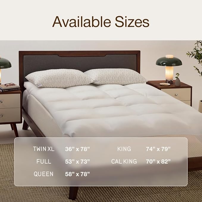 Coop Home Goods Essence Down Alternative Mattress Topper Full, Plush 2-Inch Gusset and Baffle Box Design for Even Support and Comfort, Premium Bed Topper for Pressure Relief, Oeko-TEX Certified