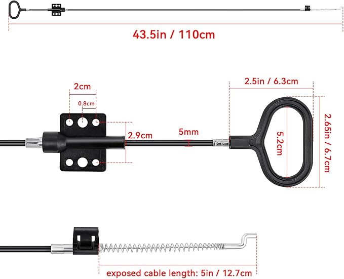 yuntop Sofa Recliner Cables Sofa and Reclined Chair Replacement Part D Ring Couch Recliner Pull Handle with S Tip for Cable Total Length 36.5 Inch Exposed Length 5Inch (2 Pack Black)