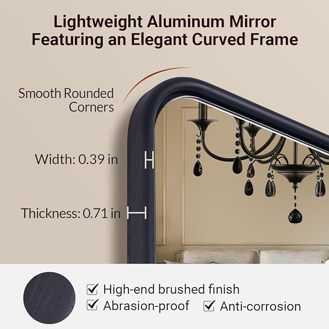 ANDY STAR Pivot Mirror, 22" x 30" Black Tilt Mirror for Bathroom with Rounded Corner Tube Metal Frame Design, Black Vanity Rectangle Bathroom Mirror for Over Sink, Hangs Vertically Farmhouse Style