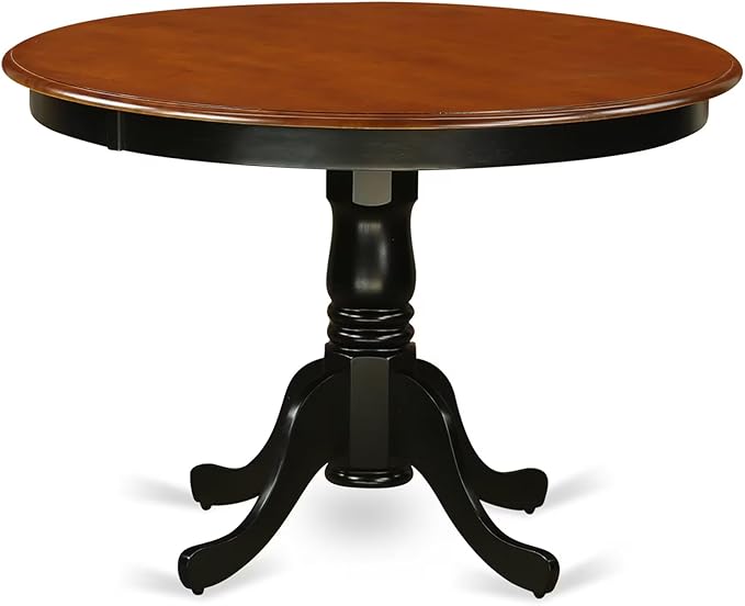 East West Furniture HLAN5-BCH-W 5 Piece Dining Table Set for 4 Includes a Round Kitchen Table with Pedestal and 4 Dining Room Chairs, 42x42 Inch, Black & Cherry