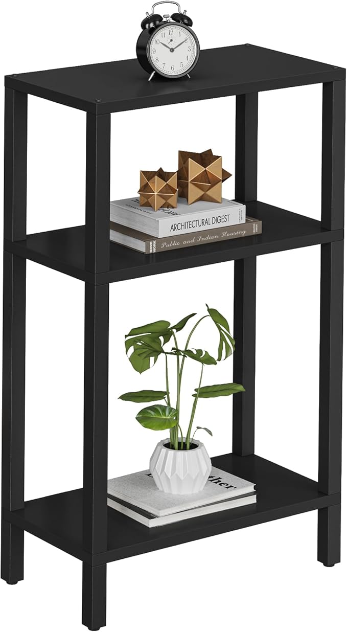 TUTOTAK Small Side Table, Narrow End Table, Skinny Sofa Table, Slim Nightstand, Couch Table, Living Room, Bed Room, Black TB01BK077
