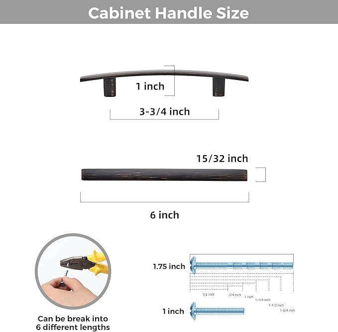 15 Pack Cabinet Handles 3.75" Hole Center - Curved Cabinet Pulls Oil Rubbed Bronze Drawer Pulls for Kitchen Cupboard Solid Hardware for Dresser Drawer Arch Hardware