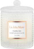 LA JOLIE MUSE Vanilla Cake Scented Candles, Vanilla Candles for Home Scented, Luxury Candle Gift for Women, Natural Soy Wax, 75 Hours Long Burning, 10 OZ