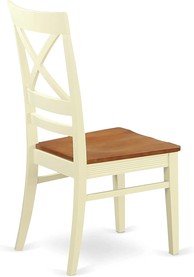East West Furniture DOQU7-WHI-W 7 Piece Dining Room Table Set Consist of a Rectangle Wooden Table with Butterfly Leaf and 6 Kitchen Dining Chairs, 42x78 Inch, Buttermilk & Cherry