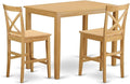 East West Furniture YAPB3-OAK-W 3 Piece Kitchen Counter Height Dining Table Set Contains a Rectangle Dining Room Table and 2 Wooden Seat Chairs, 30x48 Inch, Oak