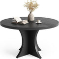 LITTLE TREE Round Dining Table for 4-6, 47.24 Inches Farmhouse Wooden Kitchen Table with Spacious Tabletop for Dining Room, Black
