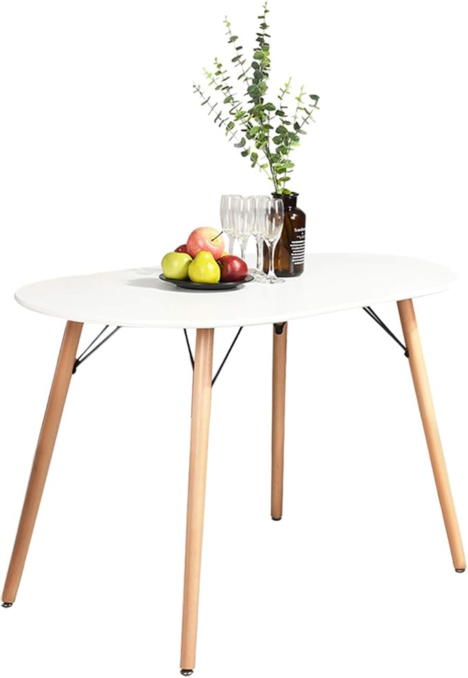 Homy Casa 47.2'' Kitchen Dining Table Minimalist Style Dining Table for Small Spaces Dining Livint Room Cafe, Simple Dinner Table in White, ONLY Table Included