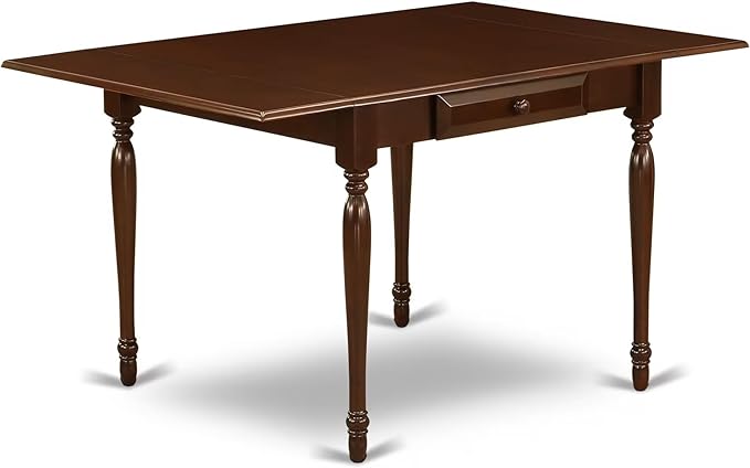 East West Furniture MZNO5-MAH-W 5 Piece Dining Set Includes a Rectangle Dining Room Table with Dropleaf and 4 Kitchen Chairs, 36x54 Inch, Mahogany
