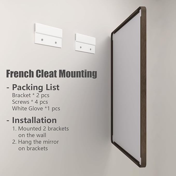 26x36 Inch Bronze Framed Mirror, Brushed Bronze Metal Bathroom Vanity Mirror for Wall, Modern Rectangle Mirror, Rounded Corner, Anti-Rust (Horizontal/Vertical)