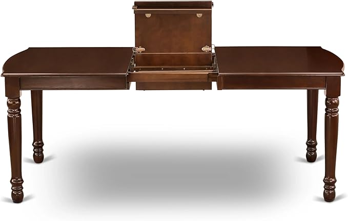 East West Furniture DODA7-MAH-12 7 Piece Dinette Set Includes a Rectangle Dining Table with Butterfly Leaf and 6 Polyester Fabric Upholstered Chairs, 42x78 Inch, Mahogany