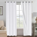 H.VERSAILTEX 100% Blackout Curtains for Bedroom Thermal Insulated Linen Textured Curtains Heat and Full Light Blocking Drapes Living Room Curtains 2 Panel Sets, 52x84 - Inch, Pure White