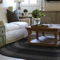 Homespice Jet Black Oval Braided Rugs 6x9' – Primitive Style Oval Area Rugs for Dining Room