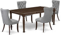 East West Furniture DODA5-MAH-27 5 Piece Dining Room Set Consists of a Rectangle Wooden Table with Butterfly Leaf and 4 Polyester Fabric Upholstered Chairs, 42x78 Inch, Mahogany