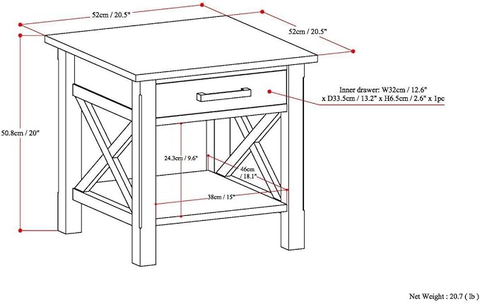 SIMPLIHOME Kitchener SOLID WOOD 21 inch Wide Square Contemporary End Side Table in Medium Saddle Brown for the Living Room and Bedroom