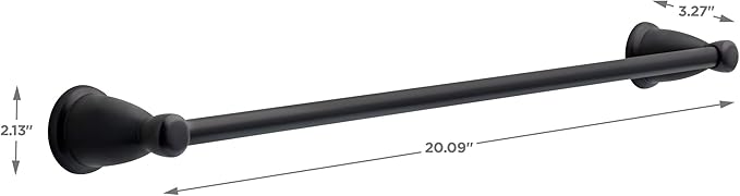 Franklin Brass Kinla 3-Piece Bathroom Set Matte Black 24" Towel Bar Rack, Toilet Paper Holder, Ring KIN3PC-MB