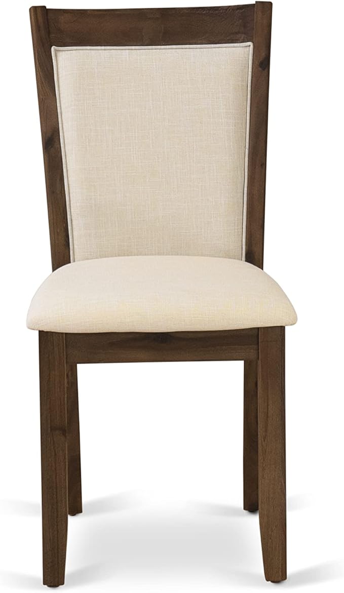 East West Furniture X727MZN32-9 9 Piece Dining Room Furniture Set Includes a Rectangle Dining Table with X-Legs and 8 Light Beige Linen Fabric Parsons Chairs, 40x72 Inch, Multi-Color