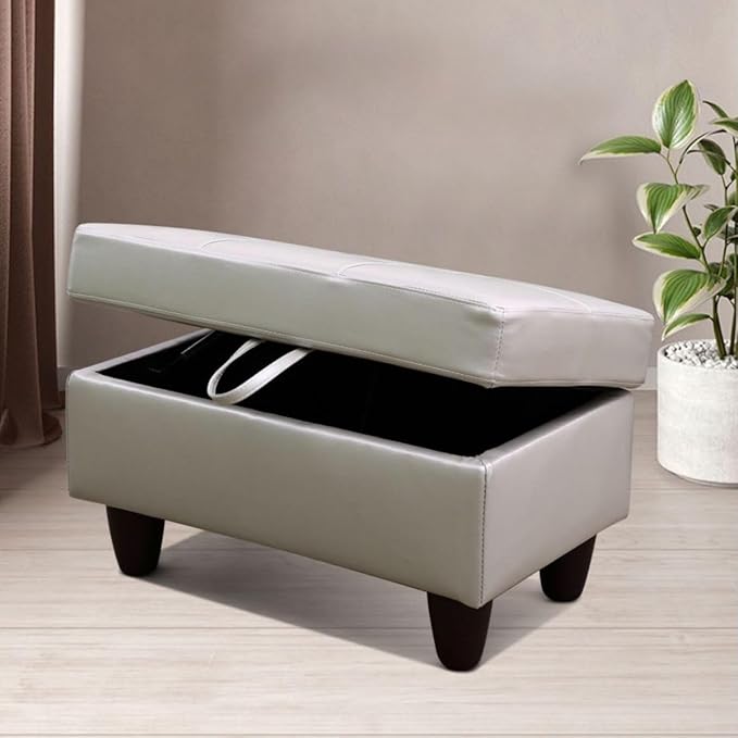 Silver Green L-Shaped 3-Piece Faux Leather Sofa with Storage Ottoman Set, Sectional Couch Sofa Set for Living Room, Office, Small Space