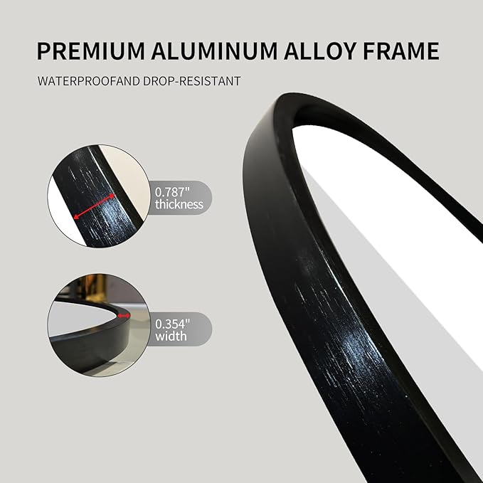 LAIYA 48x30inch Oval Wall Bathroom Mirror with Black Aluminum Frame,Wall Mounted Oval Vanity Mirrors， Explosion-Proof Glass, Waterproof Design, Easy Installation，Horizontally/Vertically