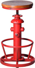 Topower Antique Industrial Round Bottom Adjustable Height Cafe Coffee Retro Vintage Stylish Water Pipe Design Pub Kitchen Bar Stool Antique Red
