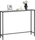 VASAGLE Entryway Table, Console Table, Tempered Glass Tabletop, Modern Sofa Table, Easy Assembly, with Adjustable Feet, for Living Room, Entryway, Ink Black and Slate Gray ULGT132B01