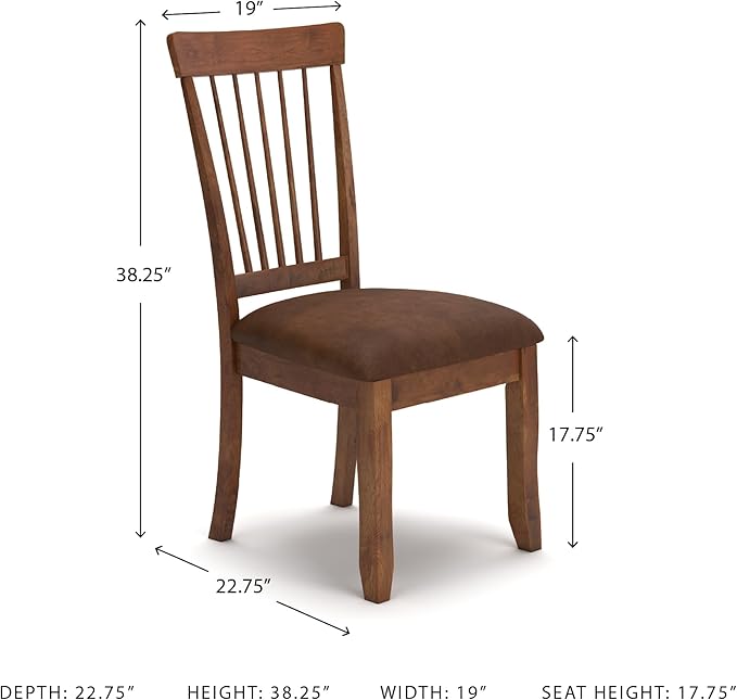 Signature Design by Ashley D199-01 Berringer 18" Rustic Dining Chair with Cushions, 2 Count, Light Brown