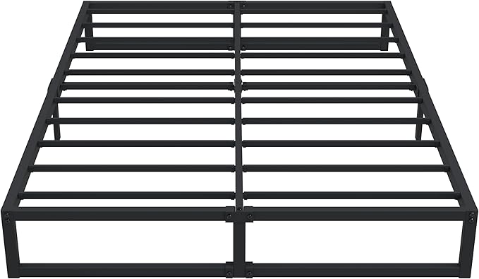 12 Inch Bed Frame Queen Size Heavy Duty Steel Slat Support Metal Platform Queen Bed Frame No Box Spring Needed, Easy Assembly, Black