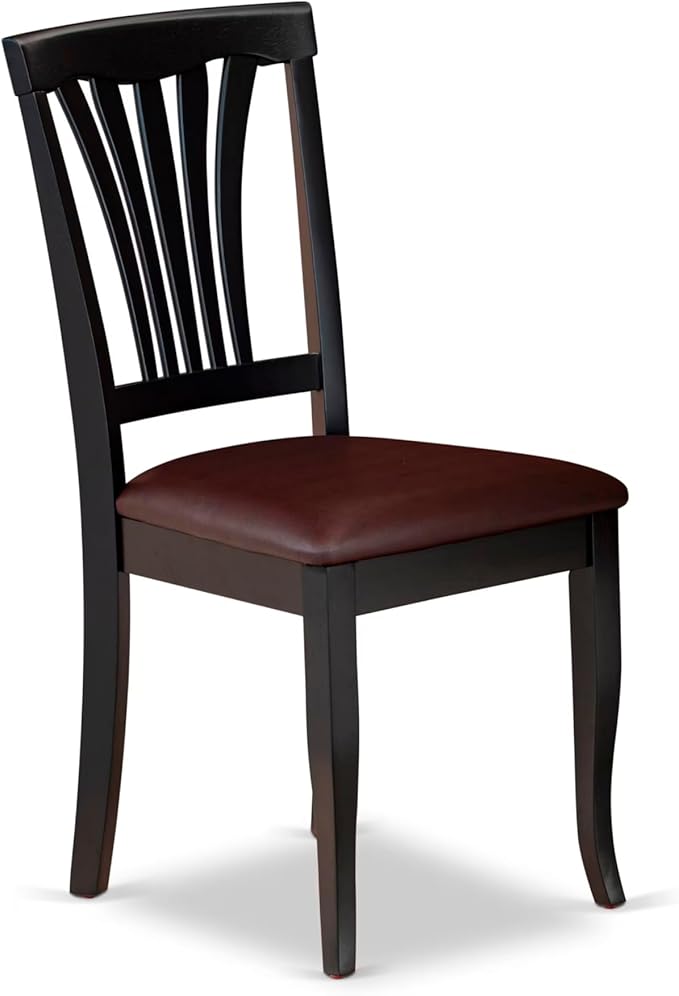 East West Furniture ANAV3-BLK-LC 3 Piece Dining Room Furniture Set Contains a Round Kitchen Table with Pedestal and 2 Faux Leather Upholstered Dining Chairs, 36x36 Inch, Black & Cherry