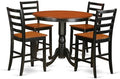 East West Furniture TRFA5-BLK-W 5 Piece Counter Height Pub Set Includes a Round Dining Room Table and 4 Kitchen Chairs, 42x42 Inch, Black & Cherry
