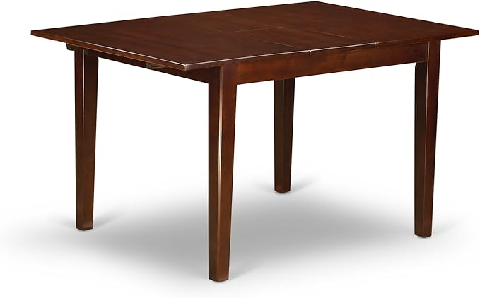 East West Furniture MLGA5-MAH-32 5 Piece Modern Dining Table Set Includes a Rectangle Wooden Table with Butterfly Leaf and 4 Light Beige Linen Fabric Parson Chairs, 36x54 Inch, Mahogany